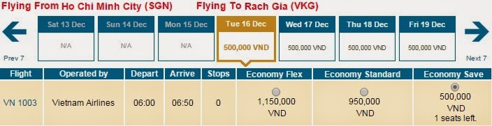 Vé máy bay Nha Trang đi Rạch Giá
