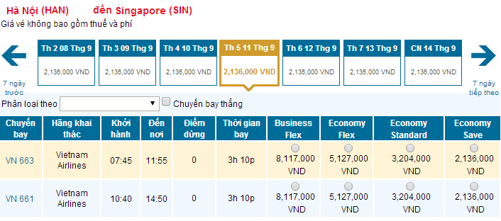 Vé máy bay Hà Nội đi Singapore giá rẻ